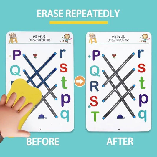 64 Pages Premium Reusable Tracing Book + 2 Markers & Eraser - Esaara Pk