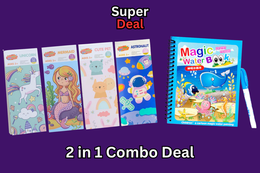 2 in 1 Kids Learning Deal (Water Magic Book + Magical Watercolor Book of 12 Pages) - Esaara Pk